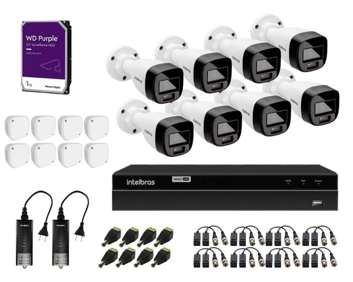 Imagem de Kit 8 Câmeras Segurança Intelbras Full Color 1080p 2.8mm + DVR 1208 c/ 1TB