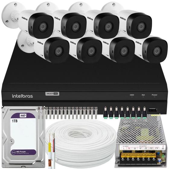 Imagem de Kit 8 cameras seguranca Intelbras vhd 1220 Full HD 1T Purple