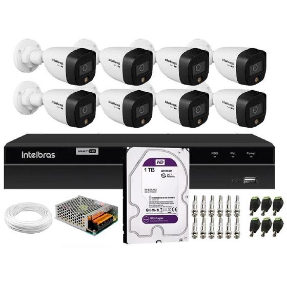 Imagem de Kit 8 Cameras vhd 1220B Full Color dvr 8CH 1008 c/hd 1TB Purple