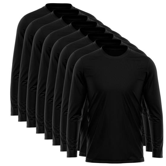 Imagem de Kit 8 Camisetas Manga Longa Masculina Camisa Térmica Dry UV Proteção Solar Blusa