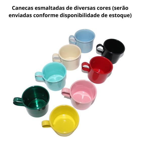 Imagem de Kit 8 Canecas Colorida Xícaras Esmaltadas Café De 90ml