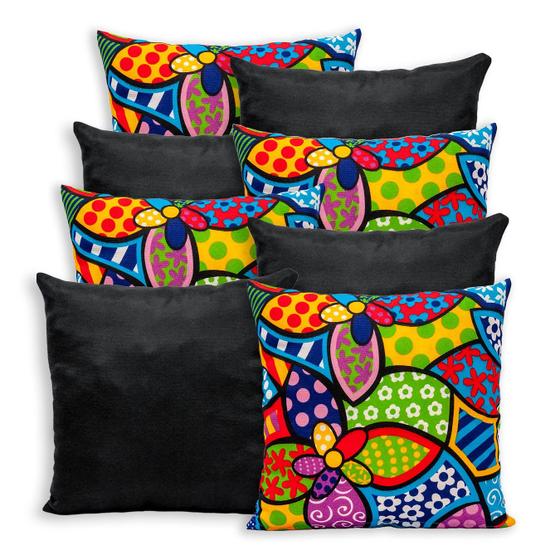 Imagem de Kit 8 Capas de Almofada 40x40 Lisa e Estampada com Zíper Gorgurinho