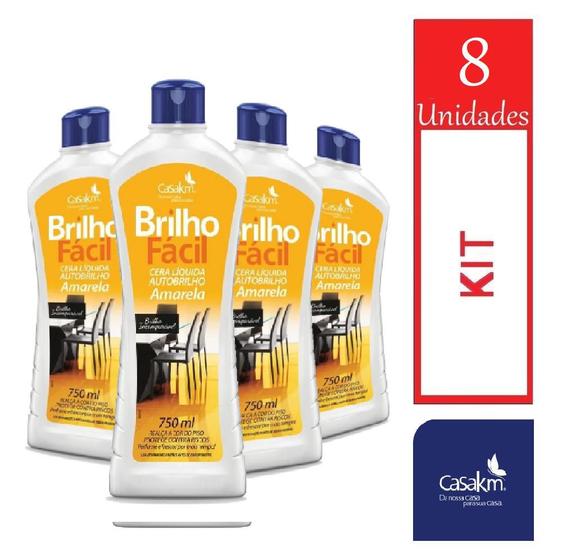 Imagem de Kit 8 Cera Liquida Autobrilho 750ml Amarela Brilho Fácil