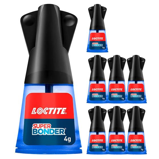 Imagem de Kit 8 Cola Super Bonder 4g Com Pincel Loctite Instantânea Multiuso Ultra Forte Resistente