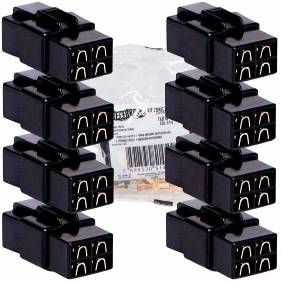 Imagem de Kit 8 Conector 4 Vias Technoise Com Trava Macho E Fêmea Som