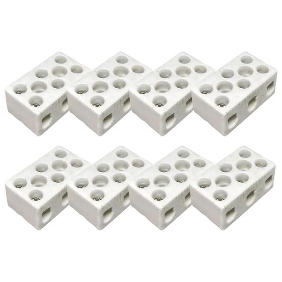 Imagem de Kit 8 Conectores De Porcelana Cerâmica Chuveiro Tripolar10mm