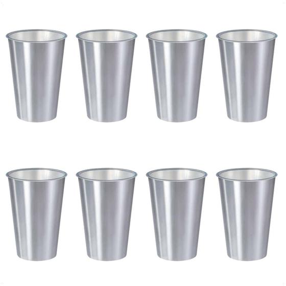 Imagem de Kit 8 Copos 500 Ml Label Inox 14X8,5Cm Leve Prático Multiuso