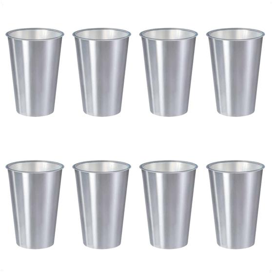 Imagem de Kit 8 Copos 500 ML Label Inox 14x8,5cm Leve Prático Multiuso