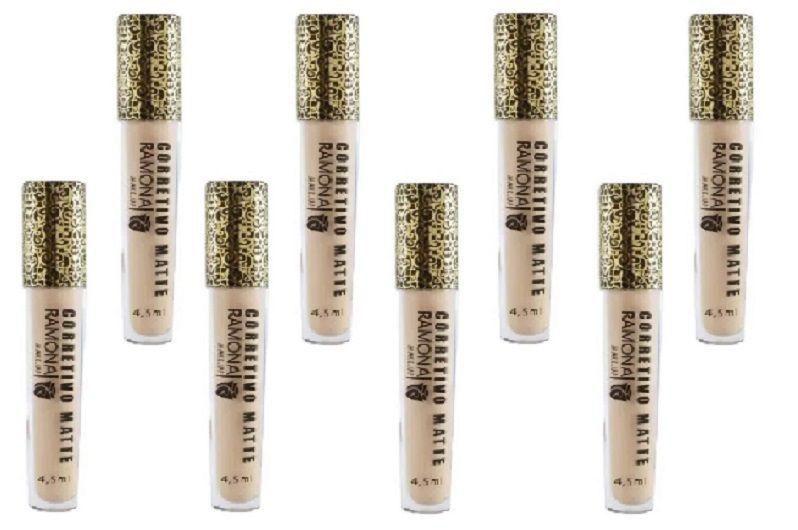 Imagem de Kit 8 Corretivo Líquido Matte Cor 01 Claro 4,5ml - Ramona Make Up