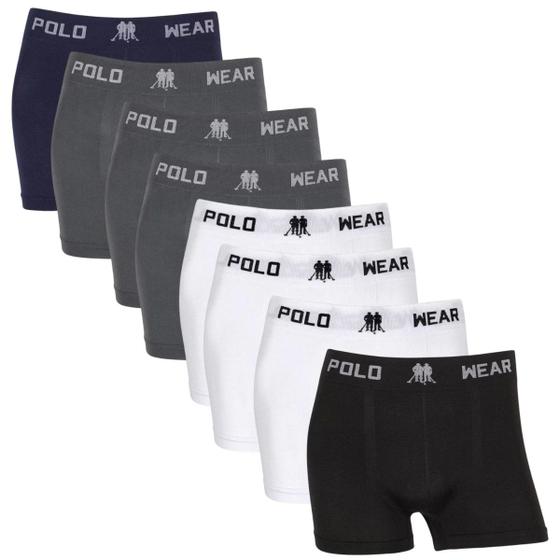 Imagem de Kit 8 Cueca Box Masculino Polo Wear Original Microfibra Basica