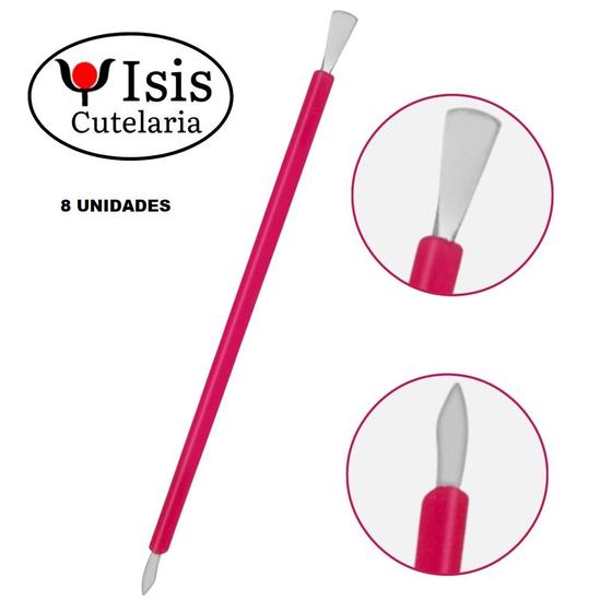 Imagem de Kit 8 Espátula Para Unhas Inox Manicure Cutícula Pé Mão Desencrava