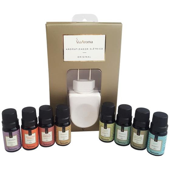 Kit 8 Essências Via Aroma E Aromatizador Elétrico Porcelana Menor preço em Kit 8 Essências Via Aroma E Aromatizador Elétrico Porcelana
