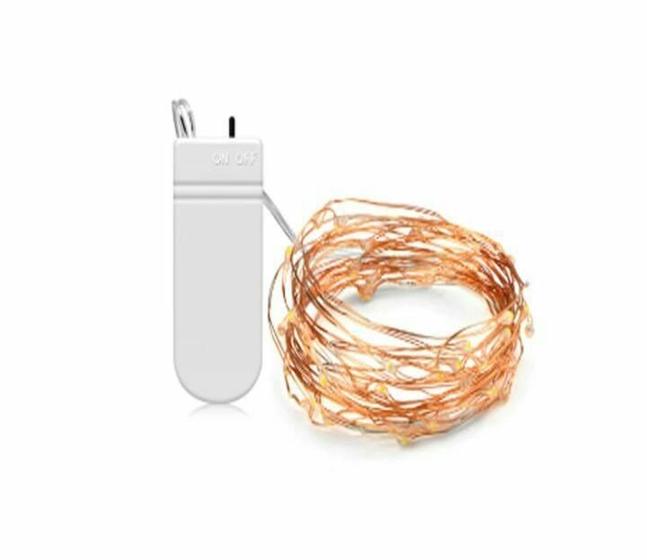 Imagem de Kit 8 Fios Luz Led Cordão 2M 20 Leds Cobre Decoração Quente