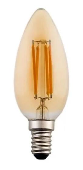 Kit 8 Lâmpada Filamento Led C35 Vintage Retro Vela E14 Ambar Menor preço em Kit 8 Lâmpada Filamento Led C35 Vintage Retro Vela E14 Ambar
