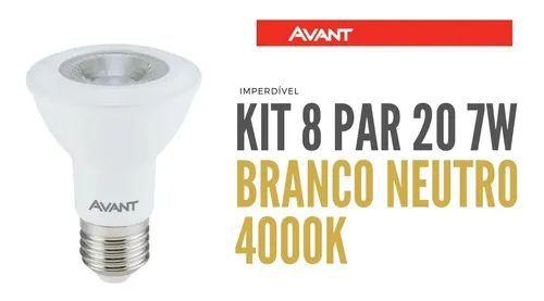 Imagem de Kit 8 Lâmpada Led Par 20 Avant 7w Branco Neutro 4000k