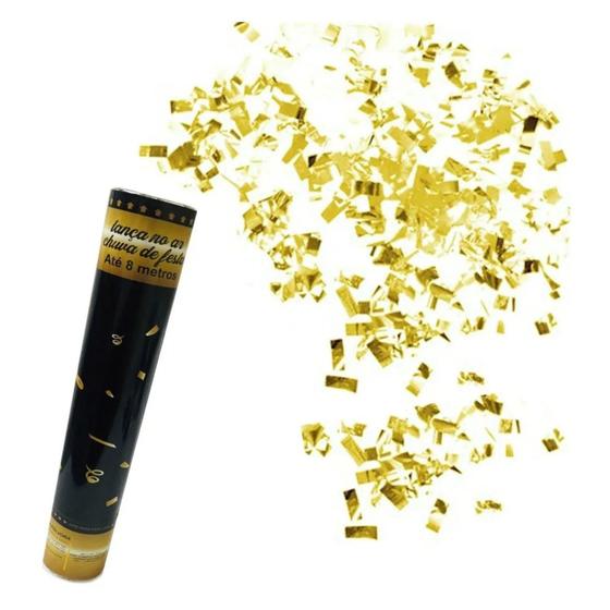 Imagem de Kit 8 Lança Confete Chuva Dourada Papel Metalizado 30cm
