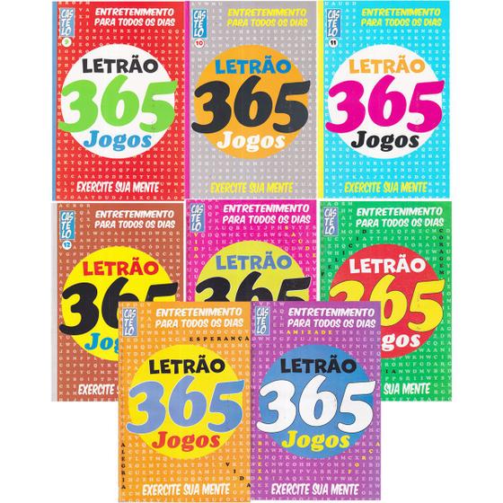 Imagem de Kit 8 Livros Caça Palavras Letrão 365 Jogos +2,9 Mil Jogos