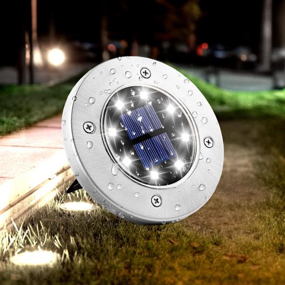 Imagem de Kit 8 Luminária Luz Solar Espeto Com 8 Led Á prova D'Água Jardim Decoração