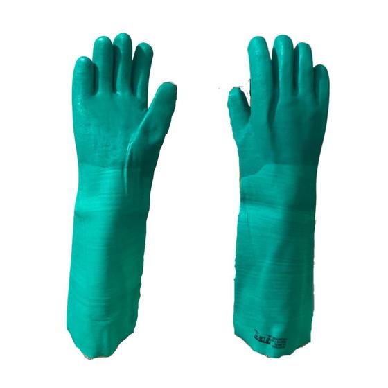 Imagem de Kit 8 Luva De Pvc Verde 45 Cm De Comprimento Palma Aspera