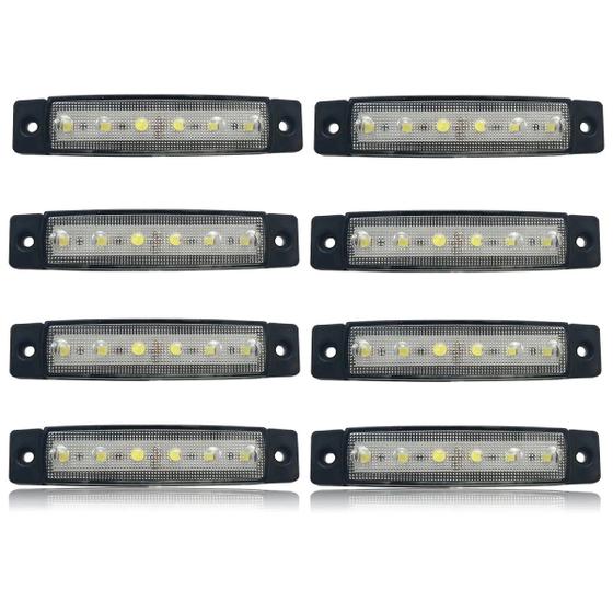 Imagem de Kit 8 Luz de Cortesia e Navegação 12v Com 6 Leds Para Barco Lancha Caiaque Iate Náutica Carretinha Caminhão