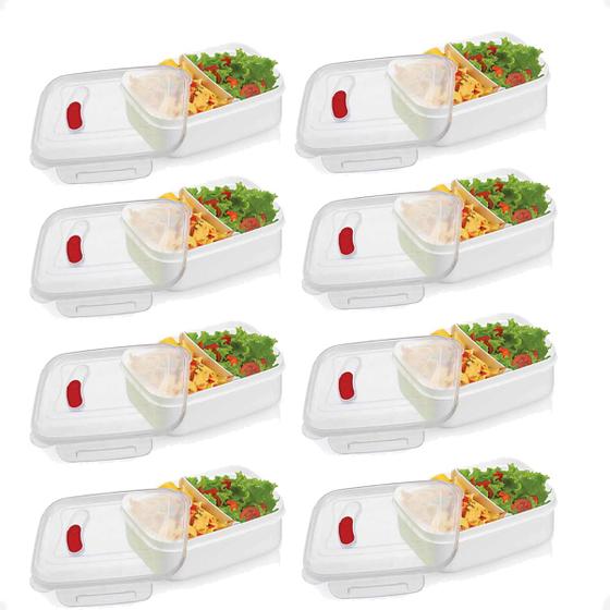 Imagem de Kit 8 Marmita Due Com 2 Divisórias Para As Comidas 600ML