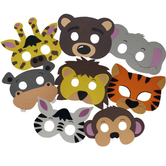 Imagem de Kit 8 Máscaras Animais Zoológico