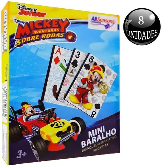 Imagem de Kit 8 Mini Baralhos Mickey Disney Cartonado Destaque e Brinque Lembrancinha