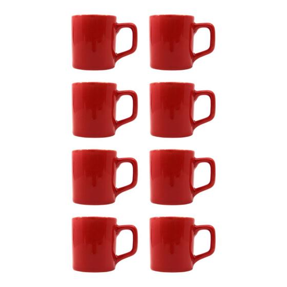 Imagem de Kit 8 Mini Canecas Chá Vermelho 80mL Xícara Café Expresso