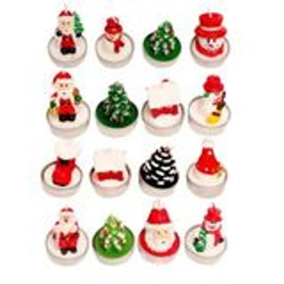 Imagem de Kit 8 Mini Velas Decorativas De Natal Papai Noel Decoração