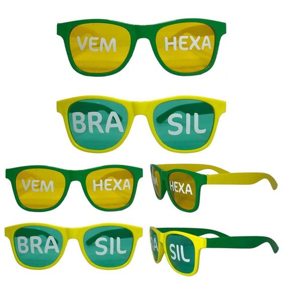 Imagem de Kit 8 Óculos Personalizados Brandeira Bora Brasill Vem Hexa