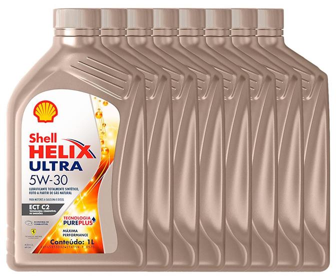 Kit 8 Óleo De Motor Shell Helix Ultra 5w30 Sintético ECT C2 API SN ...