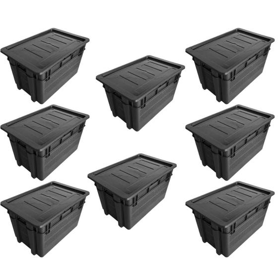 Imagem de Kit 8 Organizador Multiuso Telada Reforçada 60L Com Tampa