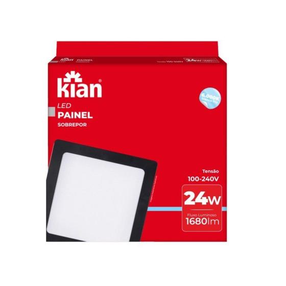 Imagem de Kit 8 Painéis Sobrepor 24w Quadrado Cor Preto Branco Frio