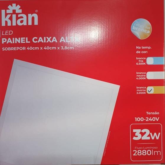 Imagem de Kit 8 Painéis Sobrepor 32w Quadrado 40x40Cm 3000k Branca Quente