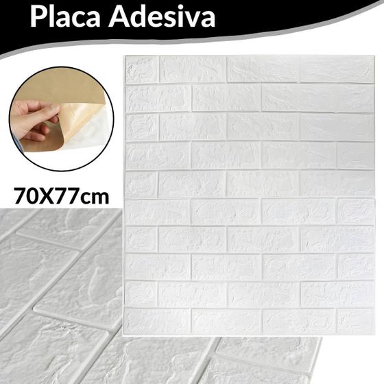 Imagem de Kit 8 Painel 3d Tijolo Placa Papel Parede Auto Adesivo 70x77 Cor Tijolinho Branco