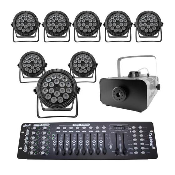 Imagem de Kit 8 Par Led Rgbw 18X12W + Máq Fumaça 2000W + Mesa Dmx 512