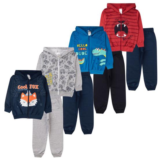 Kit 8 Peças Moletom Inverno 4 Jaquetas + 4 Calças com Punho Menor preço em Kit 8 Peças Moletom Inverno 4 Jaquetas + 4 Calças com Punho