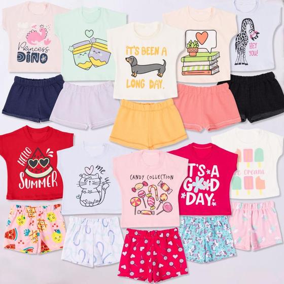 Imagem de Kit 8 Peças Roupa Infantil Verão Menino - 4 Conjunto Regata Calor Moletinho Criança e Bebe Masculino 4 Camiseta 4 Short