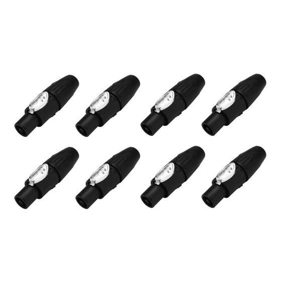 Imagem de Kit 8 Plug Speakon Macho Conector Com Trava 4 Pinos Preto