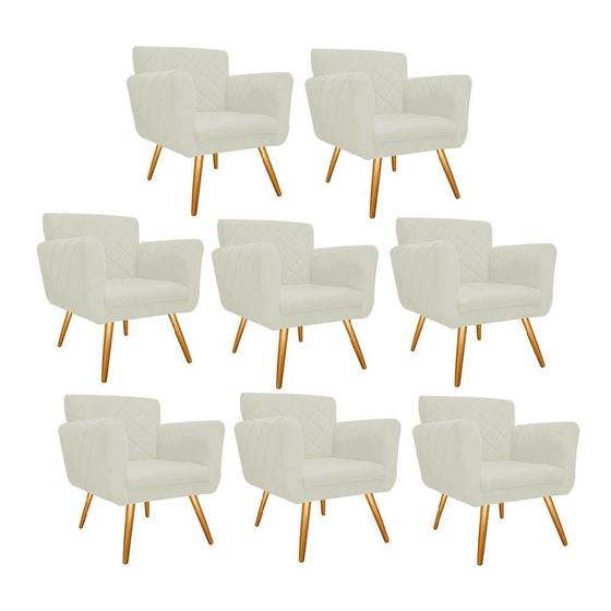 Imagem de Kit 8 Poltronas Cadeira Decorativa Cloe  Pé Palito Para Sala de Estar Recepção Escritório Corinho Branco - Damaffê Móveis