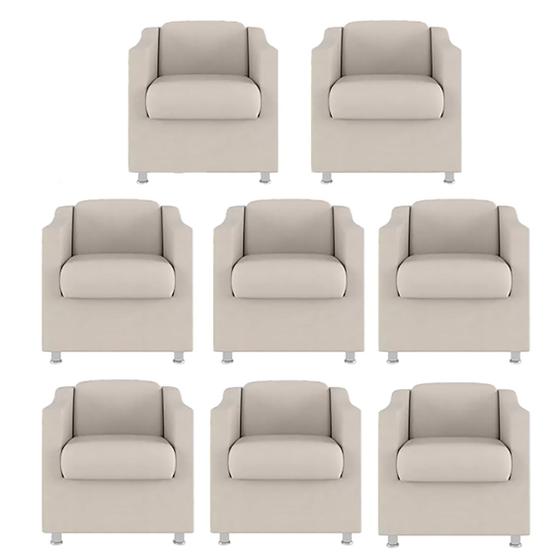 Imagem de Kit 8 Poltronas Decorativa Bia Suede Bege - TWdecora