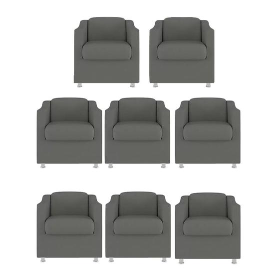 Imagem de Kit 8 Poltronas Decorativa Bia Suede Cinza - TWdecora