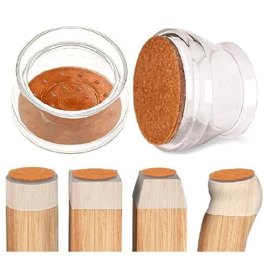 Imagem de Kit 8 Ponteira Transparente Com Feltro Pé Perna Mesa Cadeira