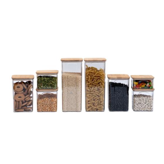 Imagem de Kit 8 Potes Acrílico Quadrado 450ml-2L