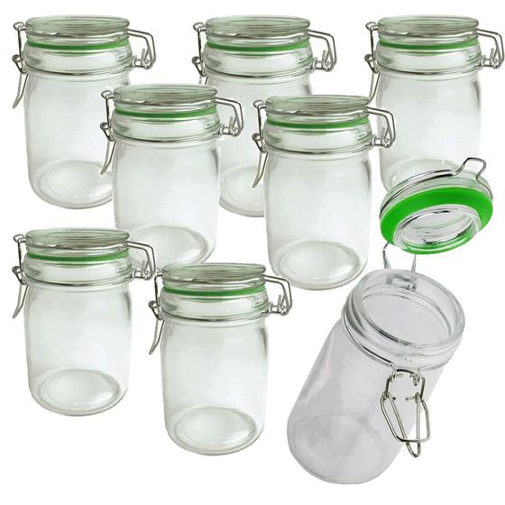 Kit 8 Potes Frasco em Vidro com Tampa Hermética com Trava Click 250ml Potinho Multiuso Menor preço em Kit 8 Potes Frasco em Vidro com Tampa Hermética com Trava Click 250ml Potinho Multiuso