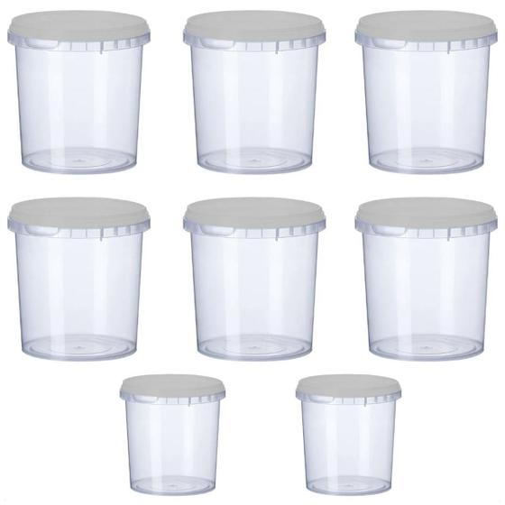 Imagem de Kit 8 Potes Para Alimentos 1,2 L Transparente Plástico