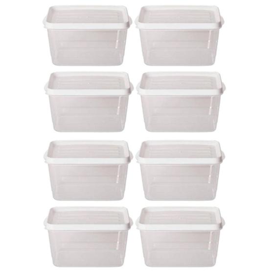 Imagem de Kit 8 Potes Para Alimentos Retangular 20x13,5x12 Cm 2.400 ML