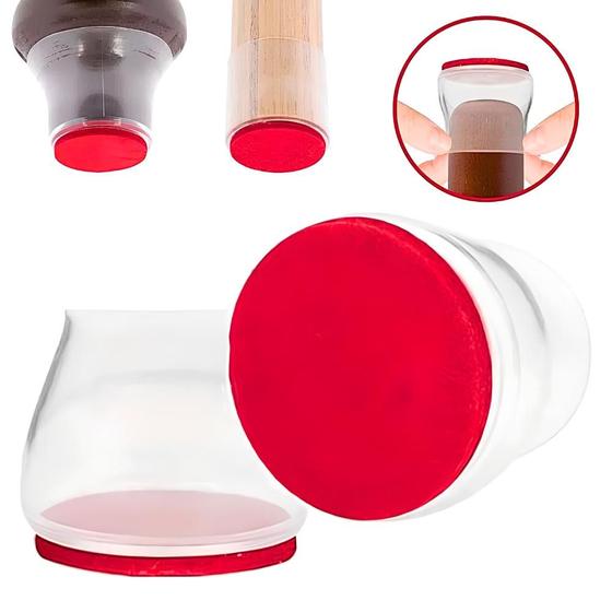 Imagem de Kit 8 Protetores de Pés Anti-risco Silicone Cadeira Mesa