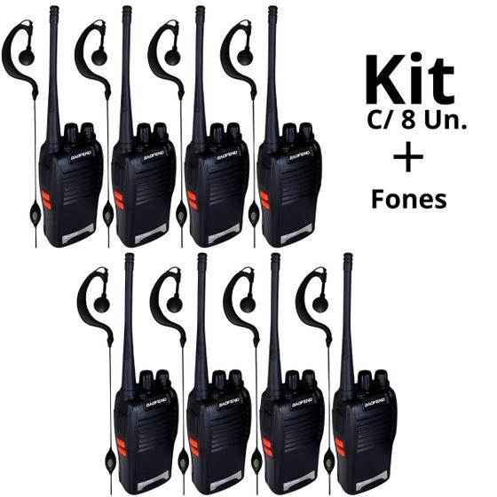 Imagem de Kit 8 Radio Comunicador Profissional Uhf 16 Canais Original 8 Walkie Talkie Com Fone Ht 777s Nf