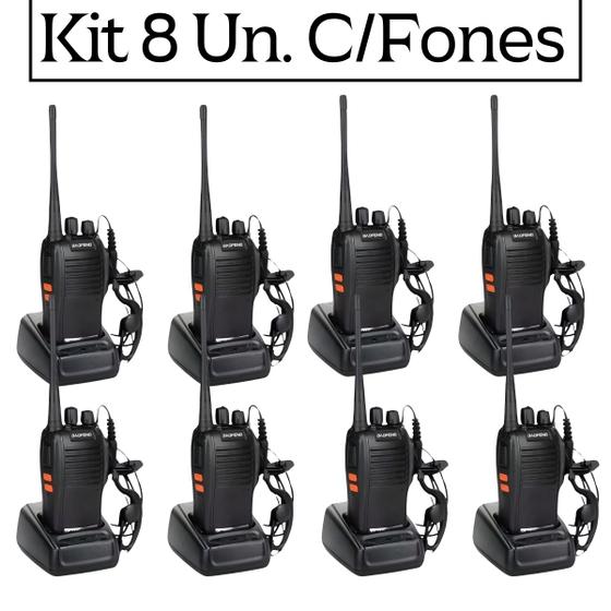 Imagem de Kit 8 Radio Ht 777s Comunicador Profissional Uhf 16 Canais Original 8 Walkie Talkie Com Fone Nf